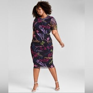 Nina Parker All Over Print Mesh Midi Dress